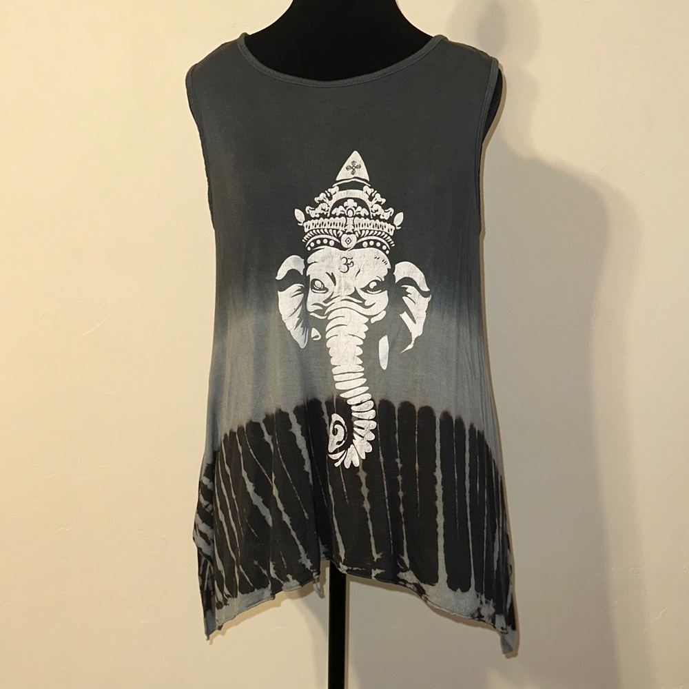 Gray Sleeveless Top with Elephant Design